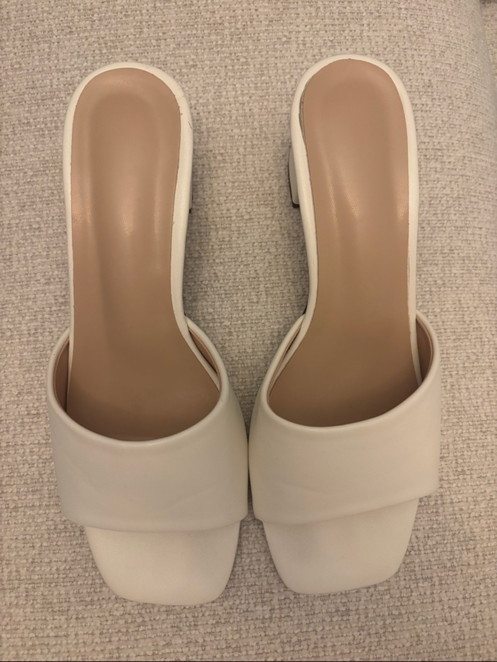 White Slide Mule Heels for Women
